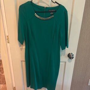 Jessica Howard Green Dress with Gold Chain Detail